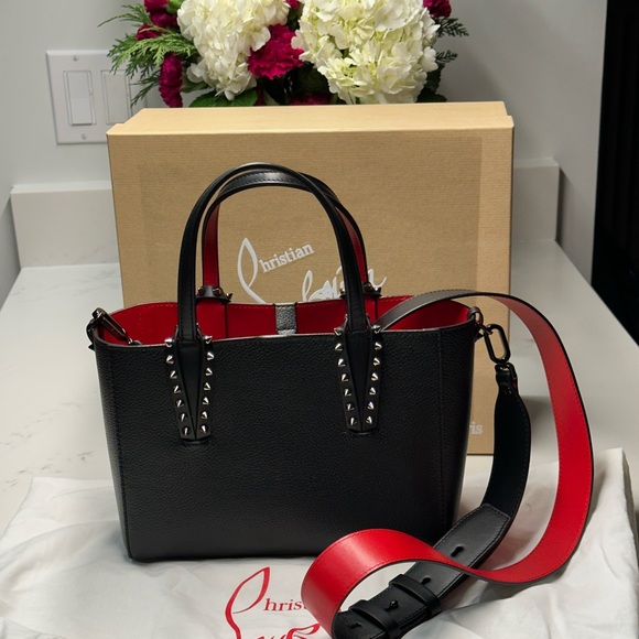 Christian Louboutin Handbags - Christian Louboutin Black Cabata Tote Shoulder Bag with Red Interior NWT + COA